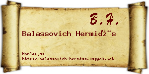 Balassovich Hermiás névjegykártya